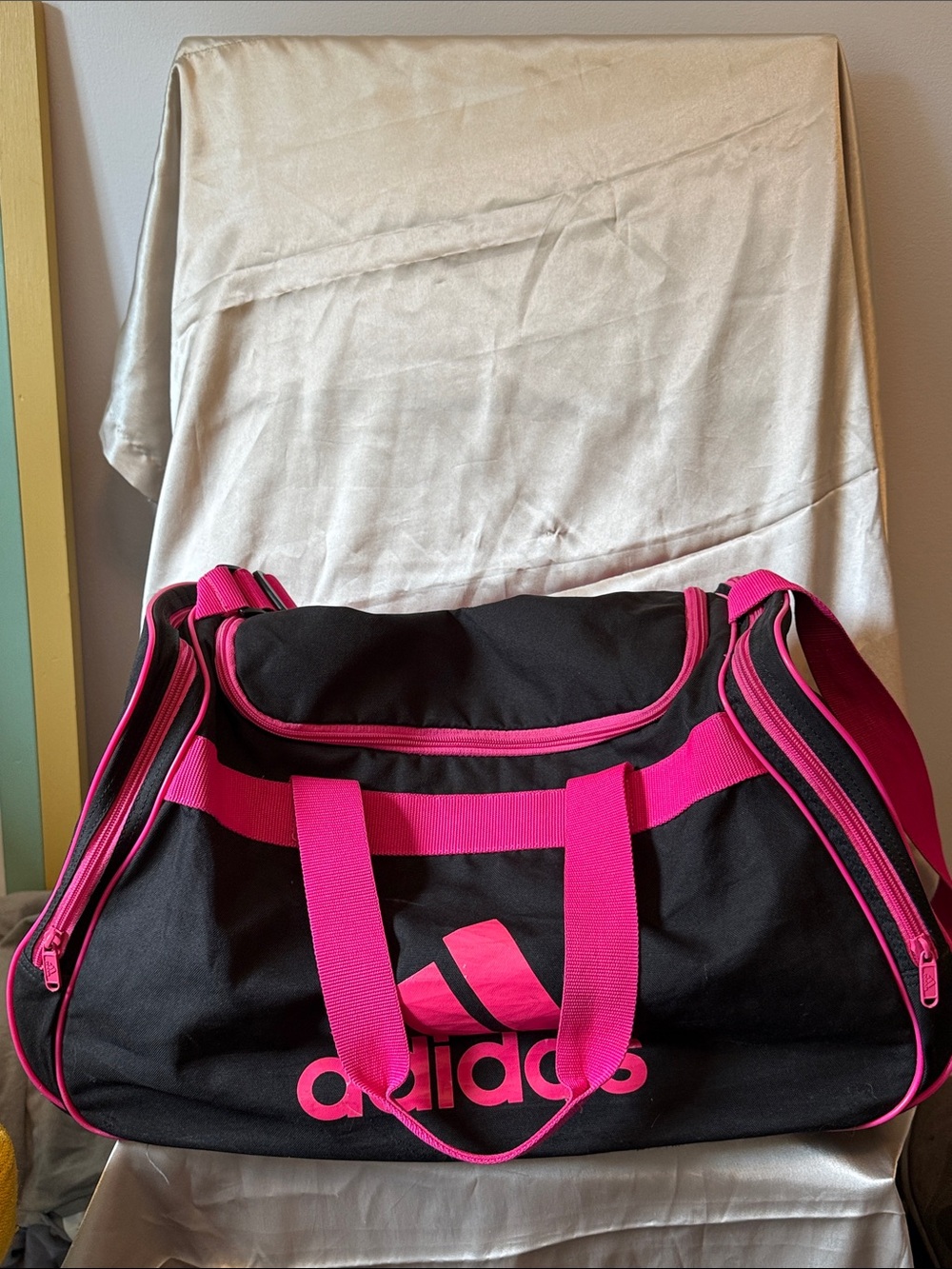 adidas Black and Hot Pink Women's Travel Duffel Bag